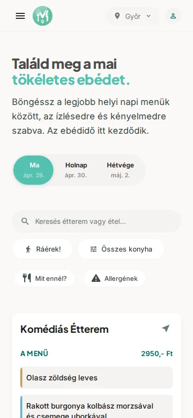 Menüm.hu képernyőkép