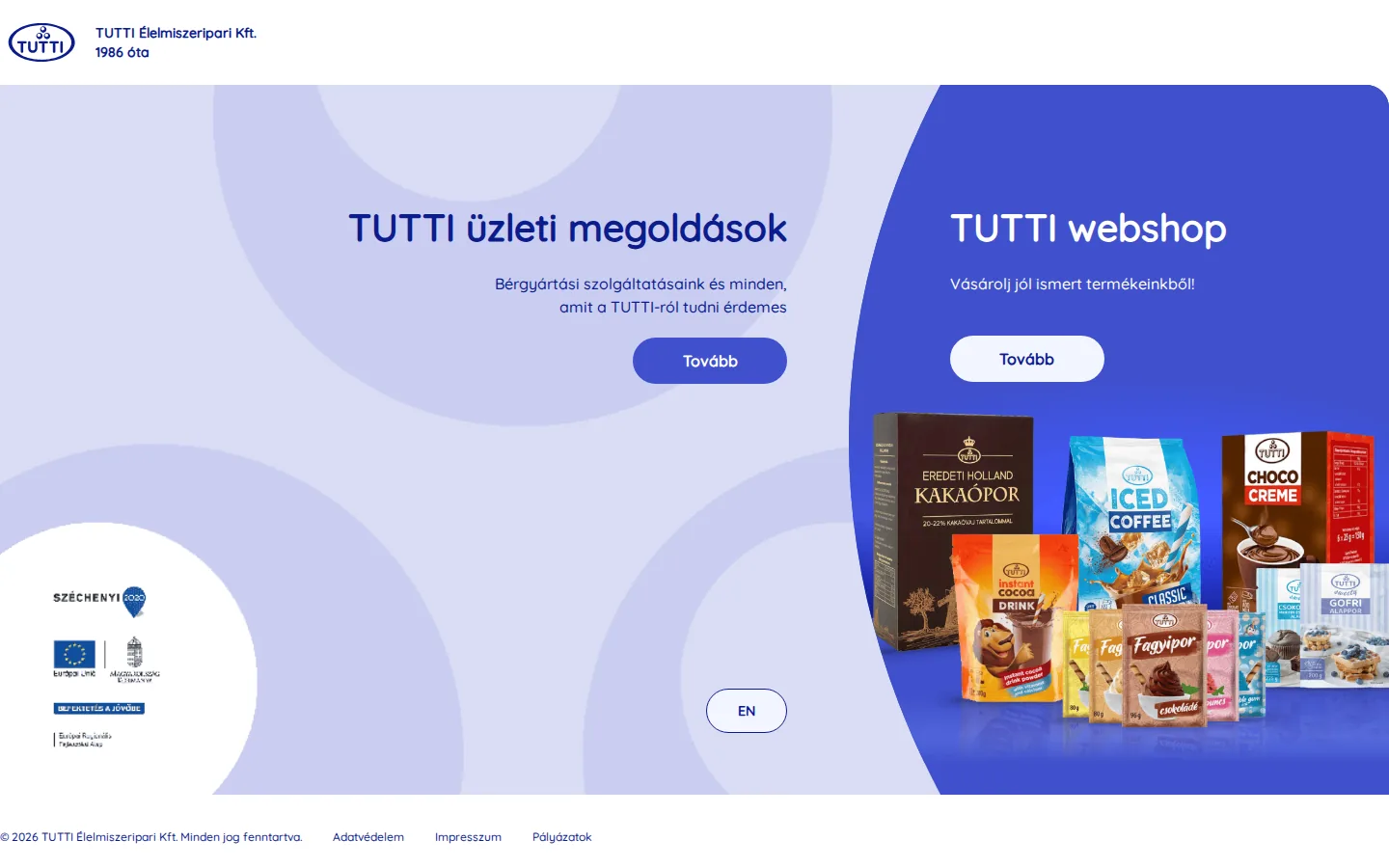TUTTI — B2B vállalati jelenlét és arculat képernyőkép