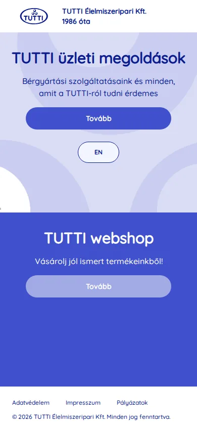 TUTTI — B2B vállalati jelenlét és arculat képernyőkép